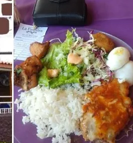 Prato com salada, ovo cozido, arroz e legumes